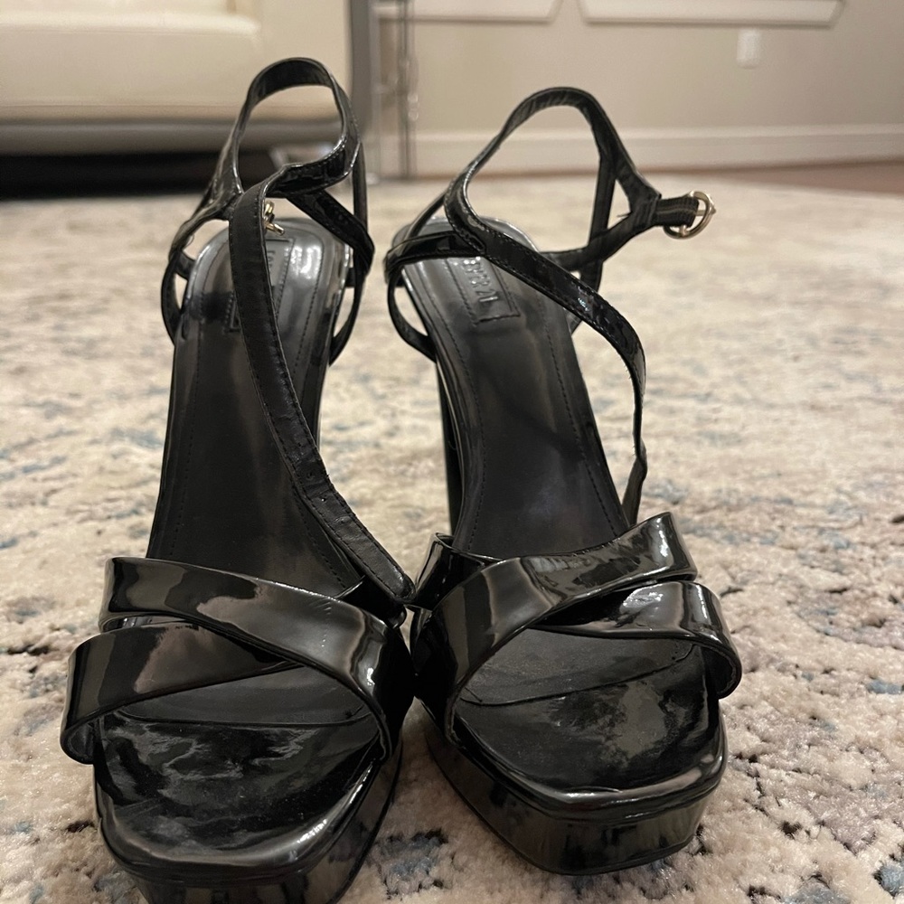 Black latex heels